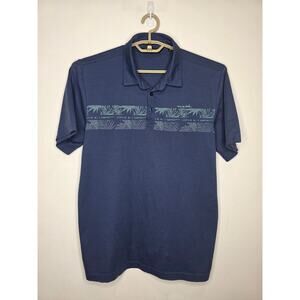 Travis Mathew blue cotton blend short sleeve polo shirt w tropical print - large